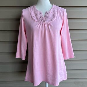 •Quacker Factory• Knit Popover Embellished Top - Size Small